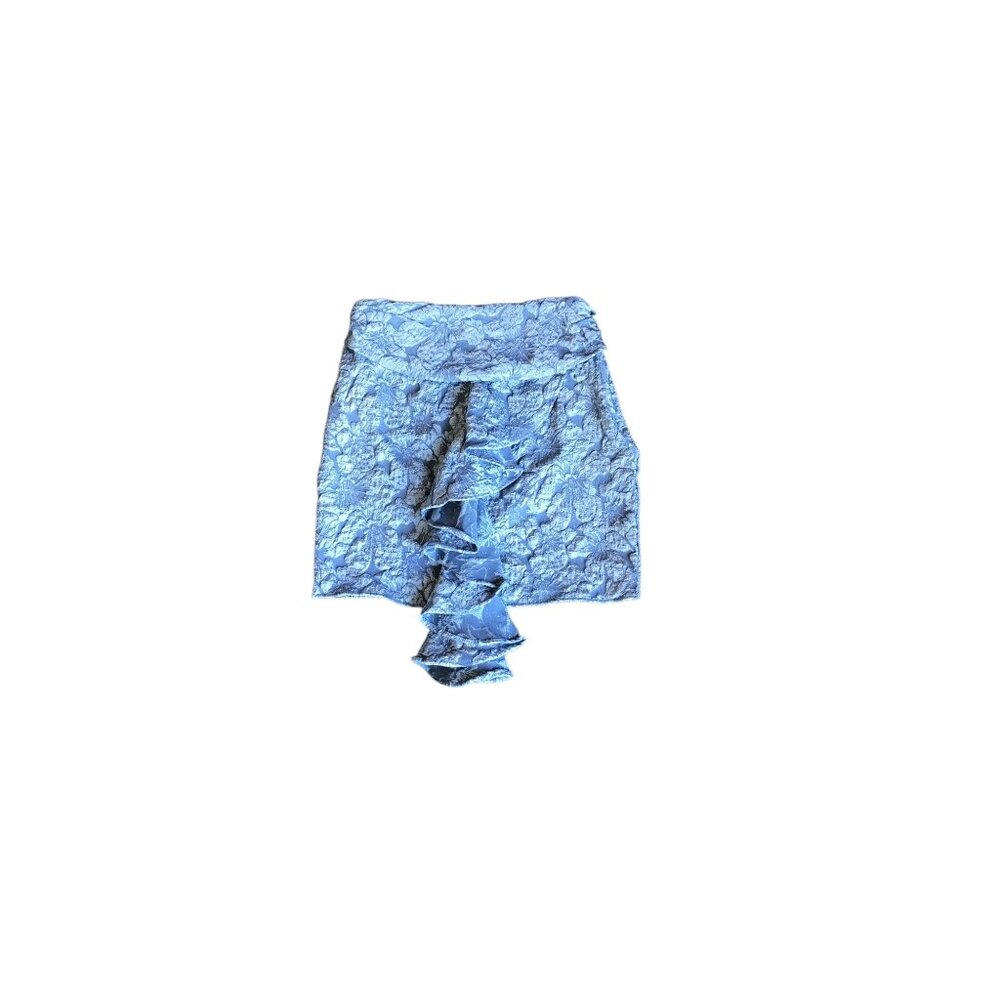 NWT PrettyLittleThing Blue Textured Frill Hem Skirt
